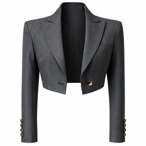 Monton Cropped Blazer Charcoal Grey 90s-Y2K vintage